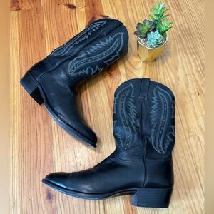 Lucchese 2000 Black Kangaroo Leather Cowboy Boots Men's Size 13D T3010R4